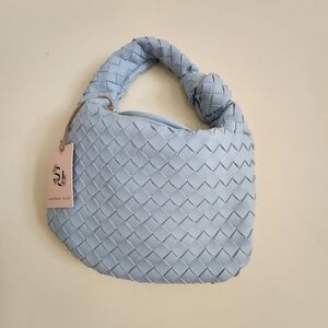 Sincerely Jules Woven Mini Hobo Blue Bag New